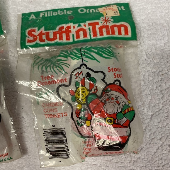 Vintage stuff n’ trim fillable Christmas ornament Santa and mouse in stocking - Picture 5 of 7